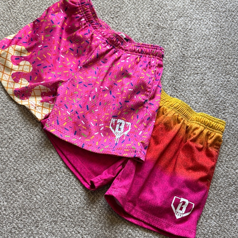 Baseball lifestyle Pink and Orange Graphic Shorts Set